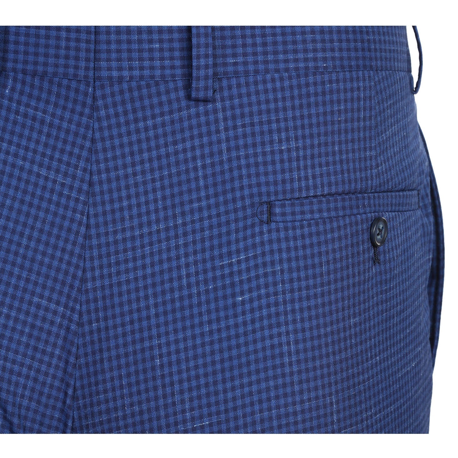 English Laundry 2-Piece Blue Mini-Check Wool Blend Slim Fit Dress Suit.