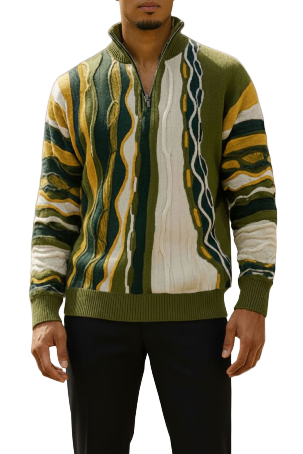 Stacy Adams - Men’s Olive Pull Over Sweater