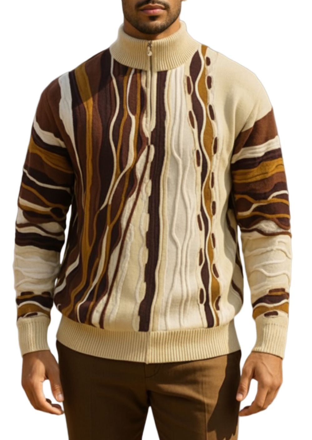 Stacy Adams - Men’s Tan Pull Over Sweater