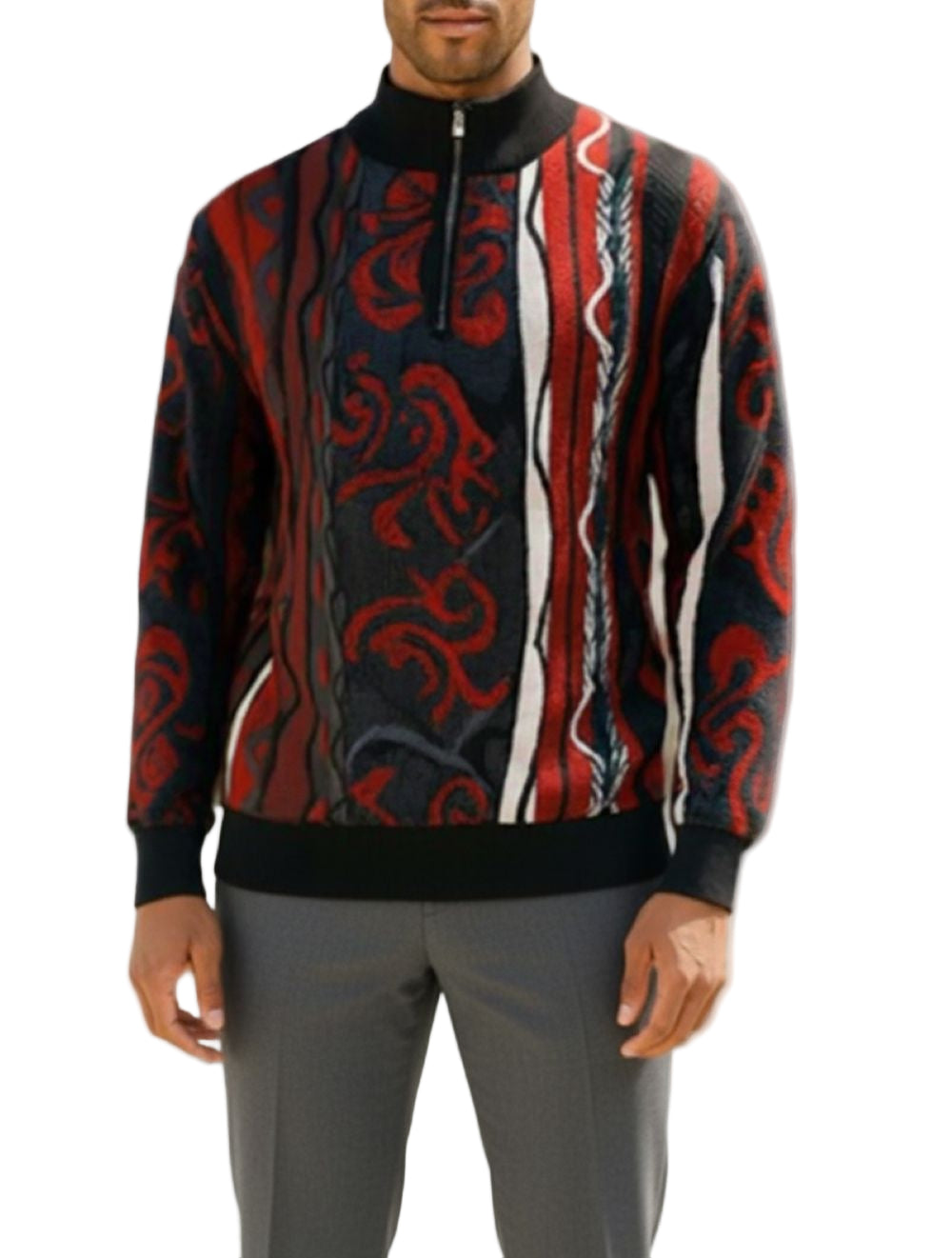 Stacy Adams - Men’s Pull Over Sweater Black/Red