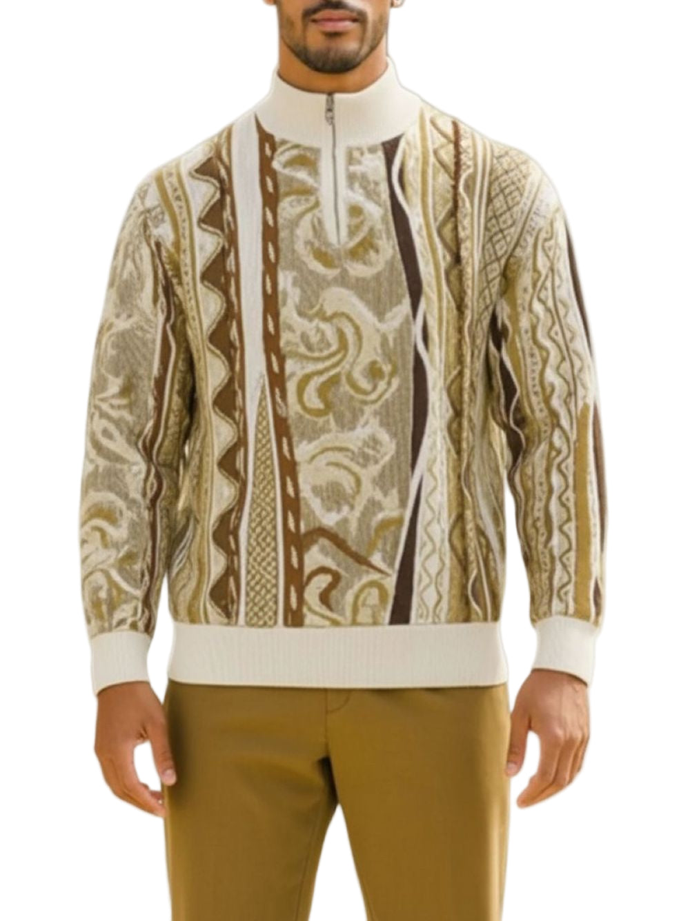 Stacy Adams - Men’s Pull Over Sweater Cream/Brown