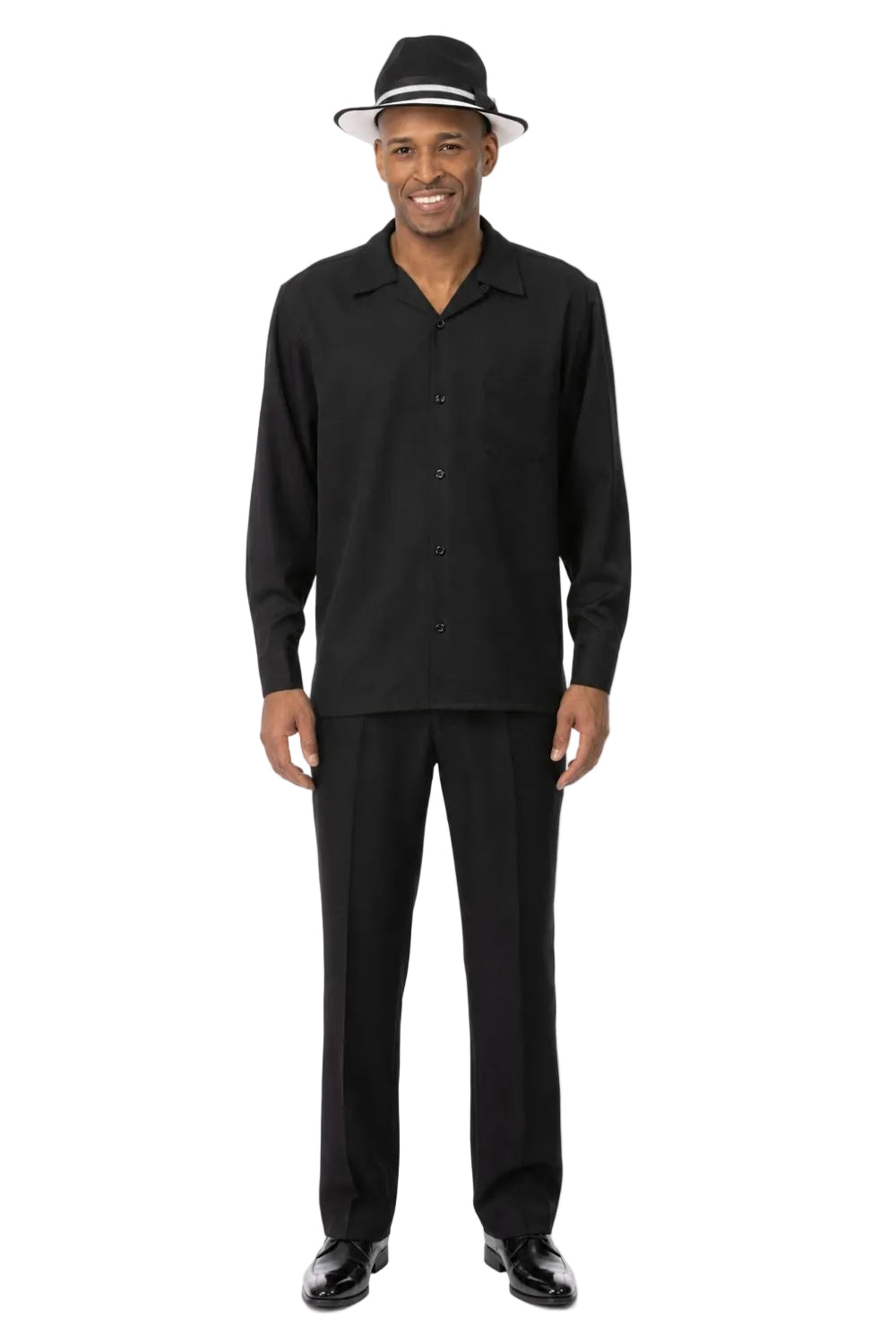 Men's 2 Piece Long Sleeve Walking Suit in Black