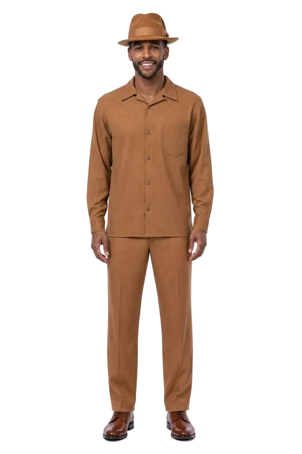 Men's 2 Piece Long Sleeve Walking Suit in Cappuccino