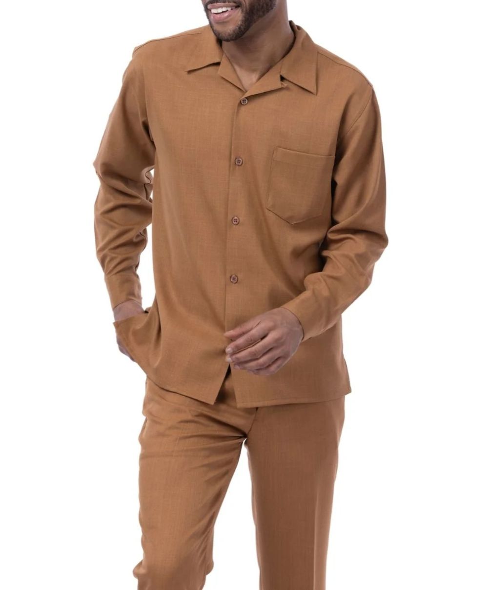 Men's 2 Piece Long Sleeve Walking Suit in Cappuccino
