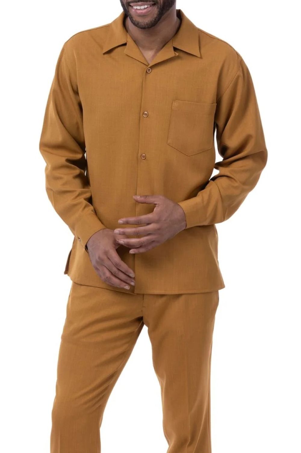 Men's 2 Piece Long Sleeve Walking Suit in Gold