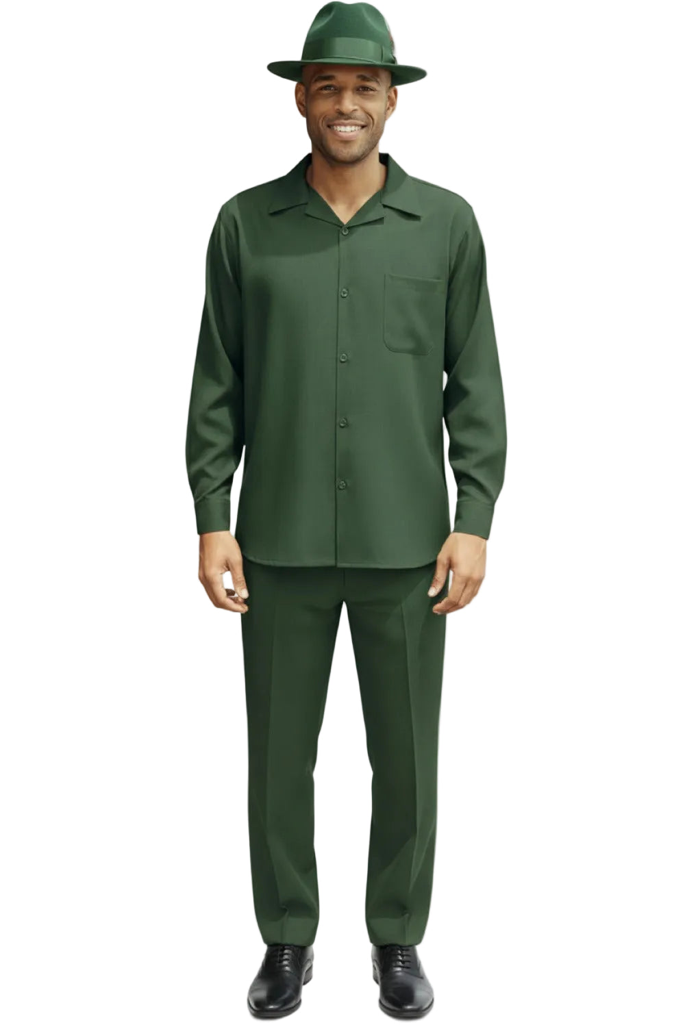 Men's 2 Piece Long Sleeve Walking Suit in Hunter Green