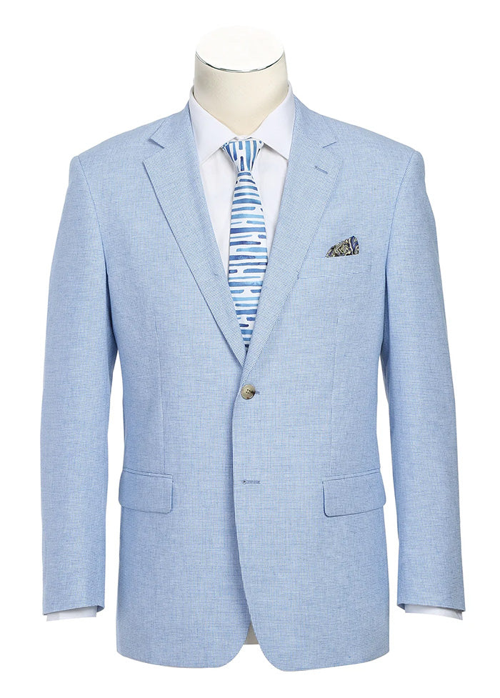 Classic Regular Fit Blazer Summer Light Blue Linen/Cotton Sport Coat