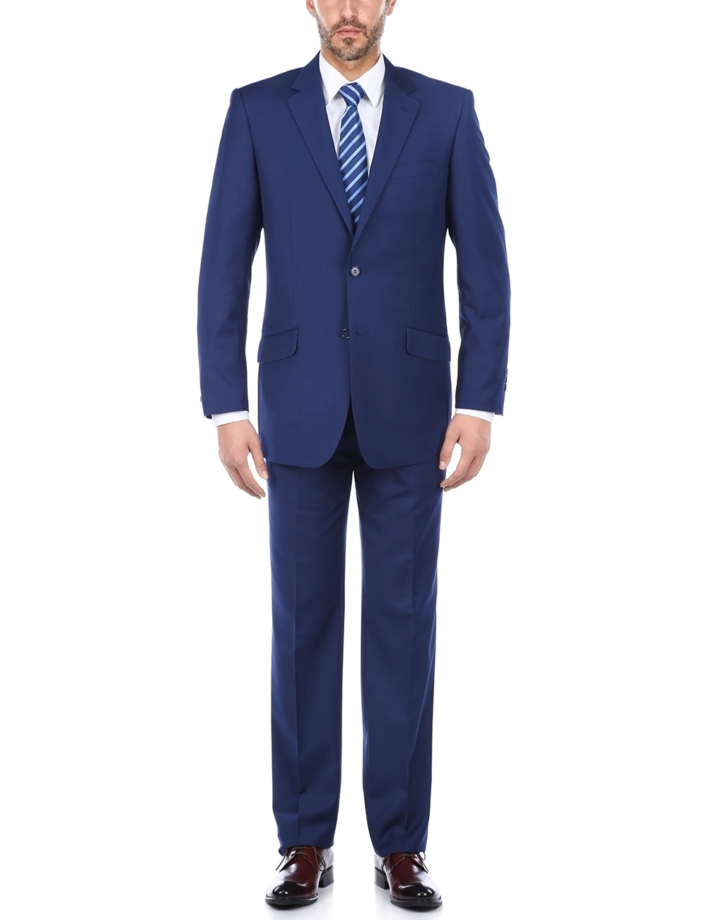 (38L, 56L) 2 Piece Suit 2 Buttons Regular Fit In Blue