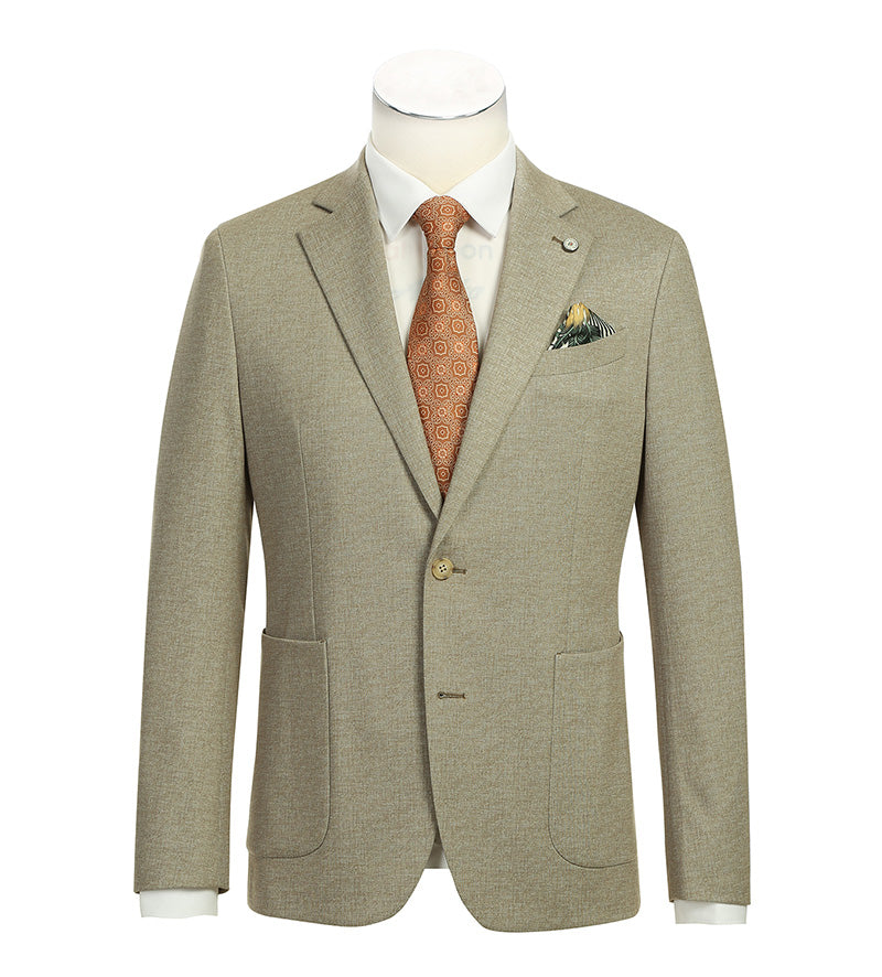 Blazer slim fit de media lona en color caqui