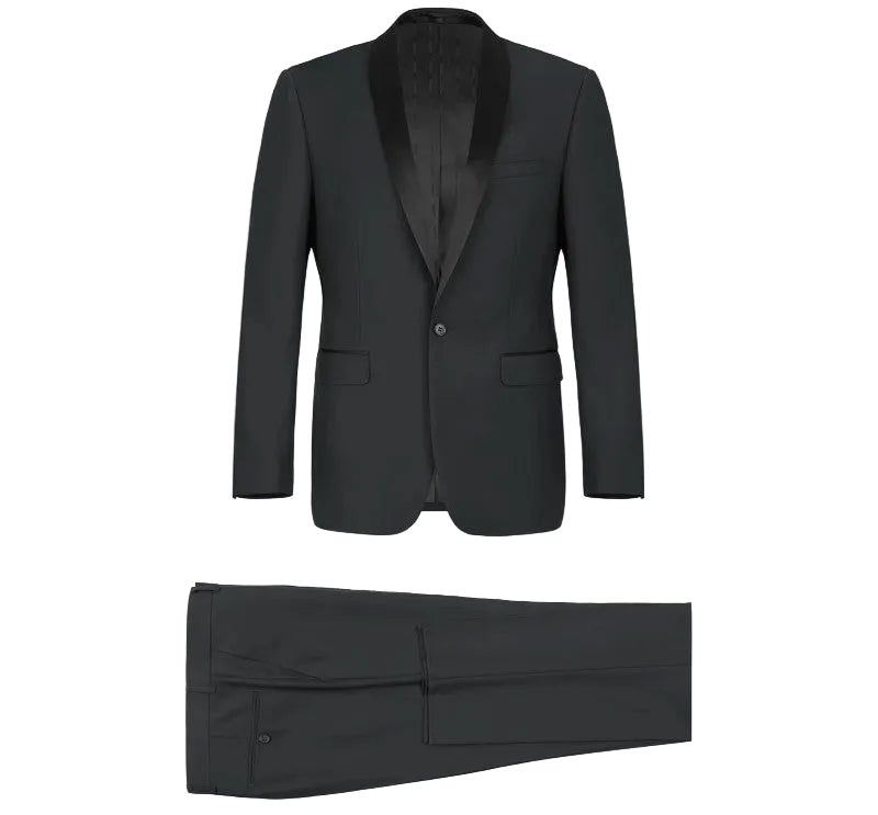 Black 2 Piece Tuxedo Shawl Lapel Slim Fit