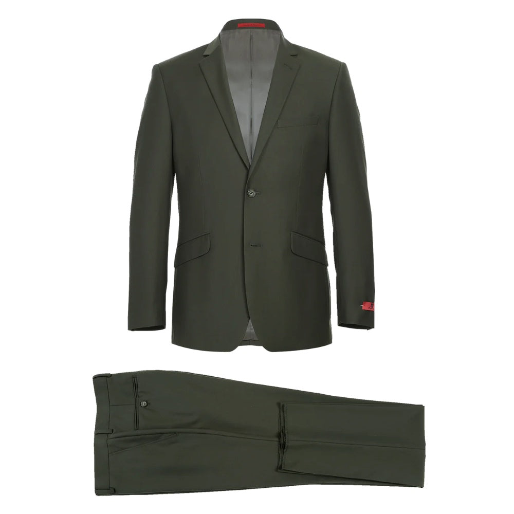 Vanderbilt Collection - Classic 2 Piece Suit 2 Buttons Regular Fit In Olive