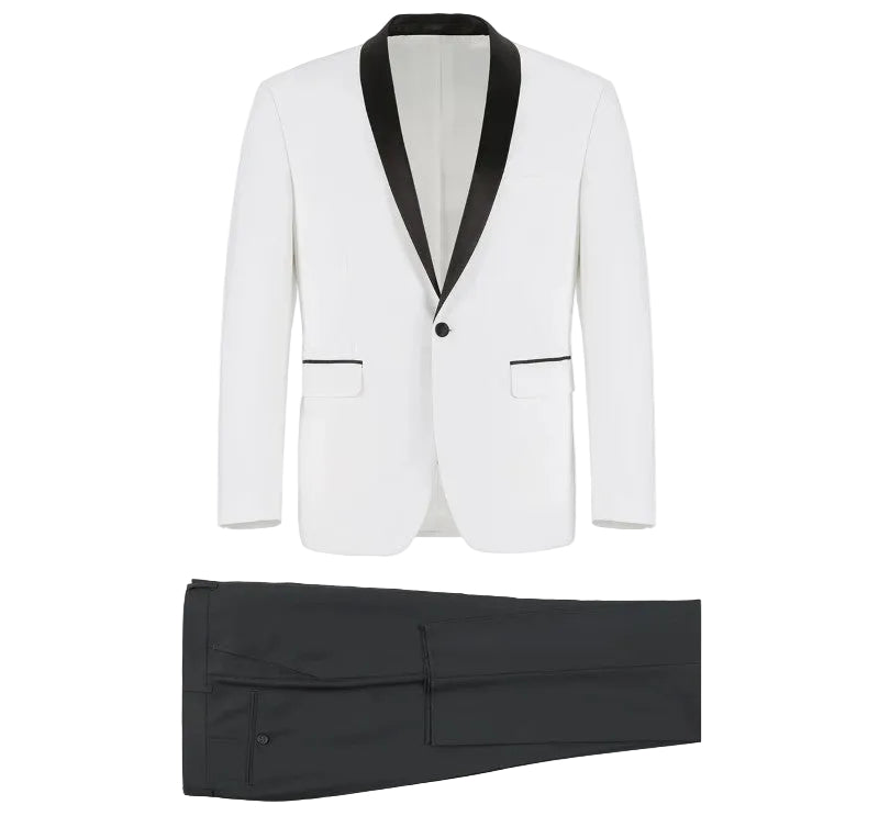 Off-White 2 Piece Tuxedo Shawl Lapel Slim Fit