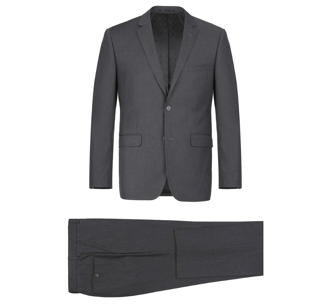 Vanderbilt Collection - Classic 2 Piece Suit 2 Buttons Regular Fit In Charcoal Gray