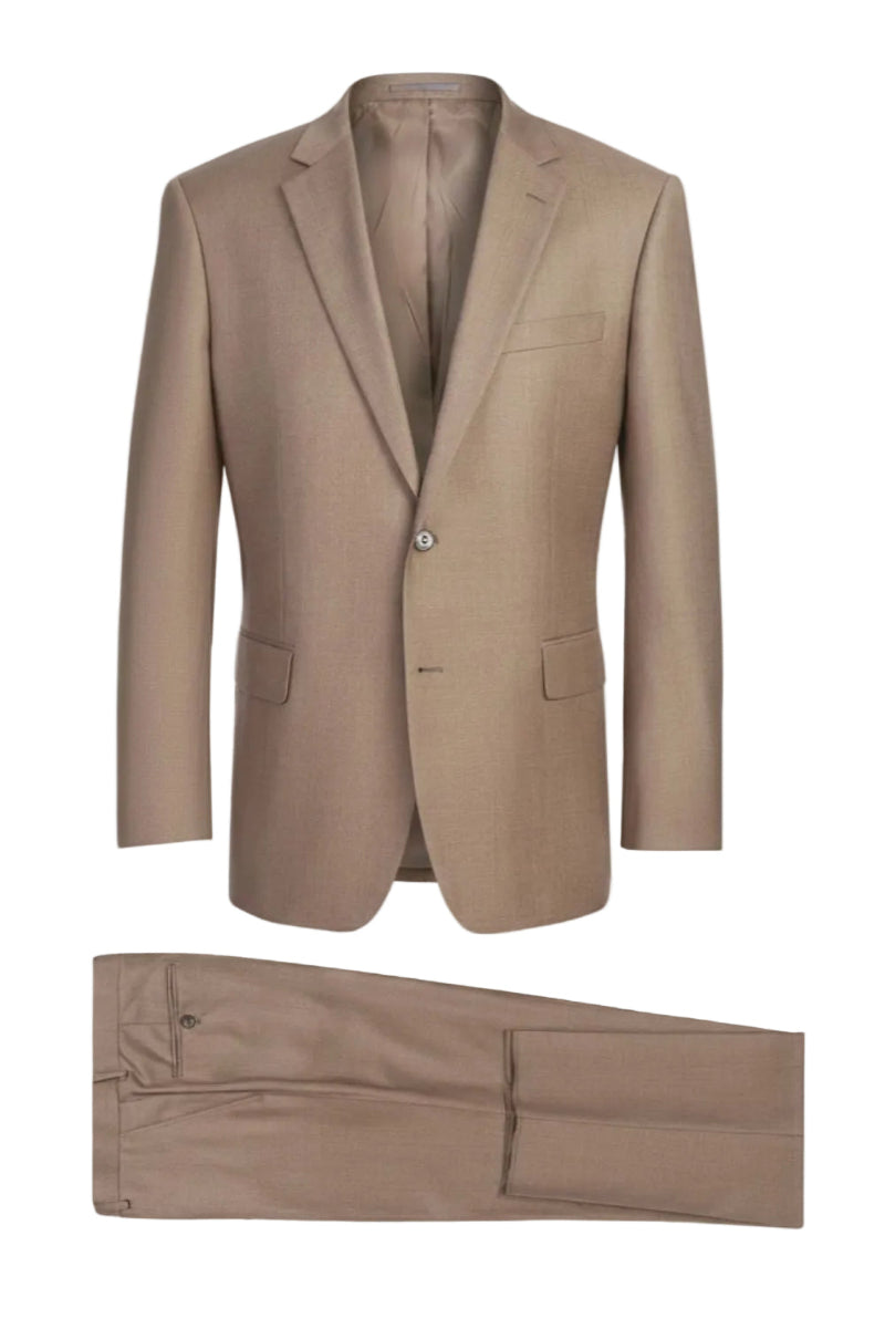 Taupe regular fit 2 piece men's classic suit