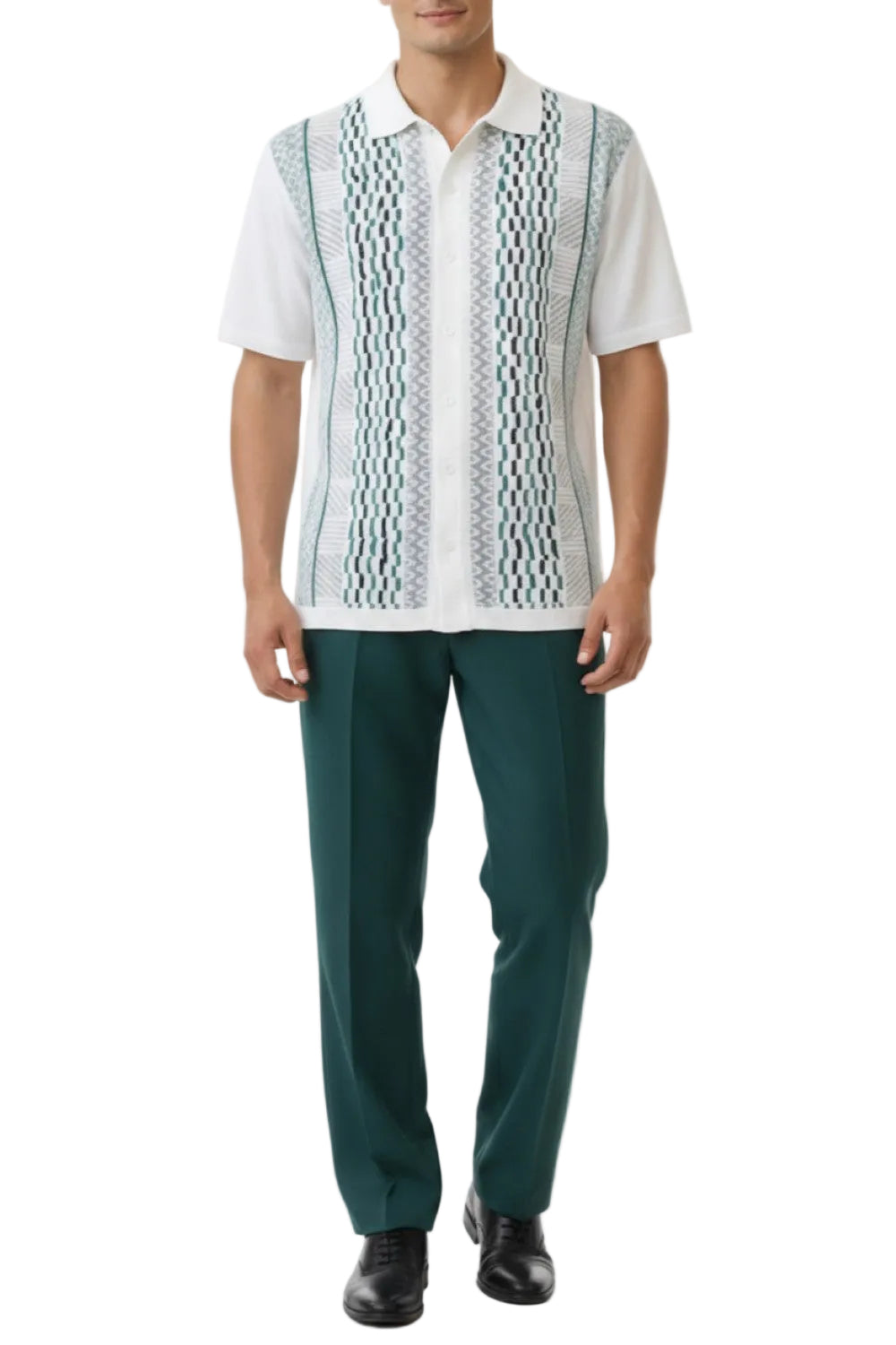 Men's Teal Vertical Textured 2 Piece Walking Suit Set