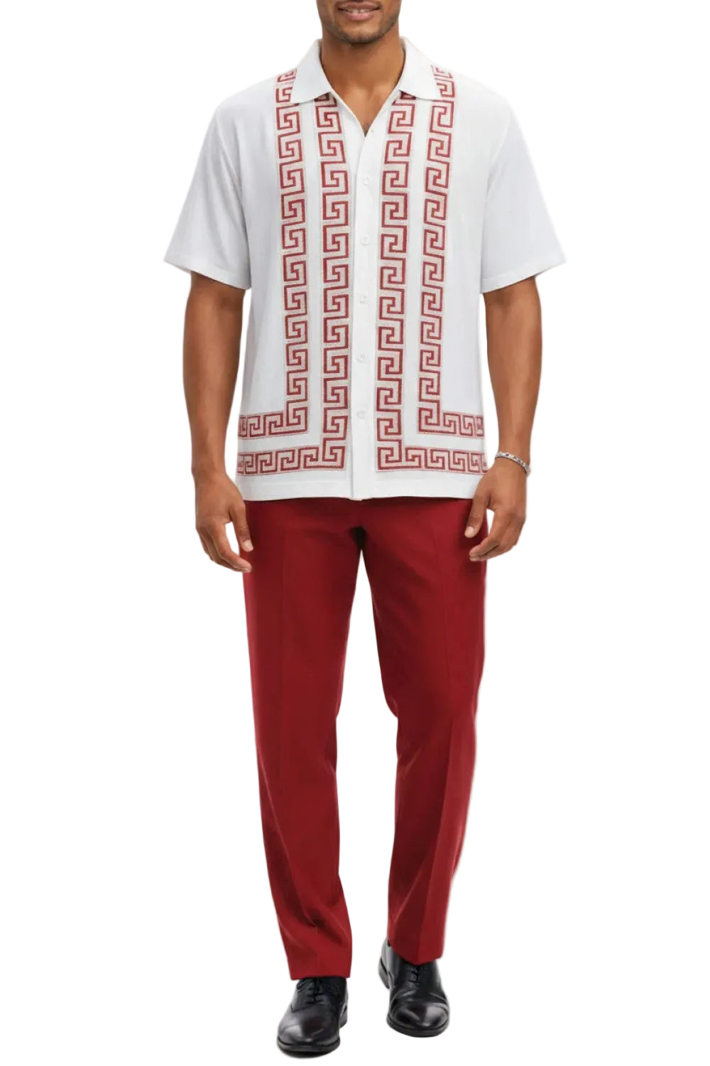 Men's Red Meander Pattern 2 Piece Walking Suit Set