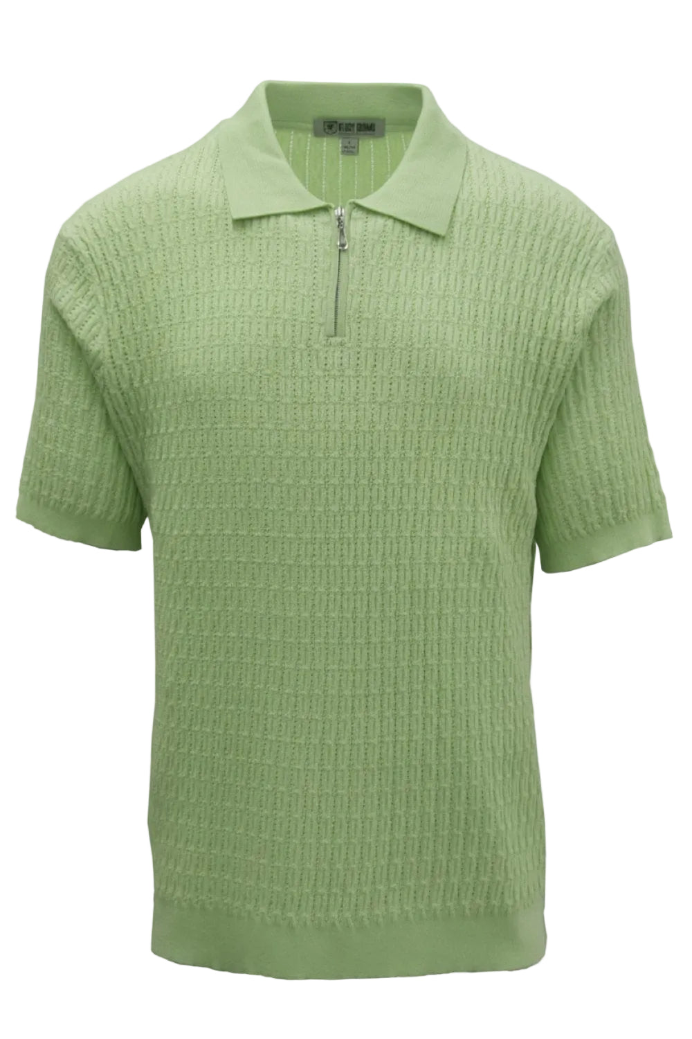Green short-sleeve polo shirt on a white background
