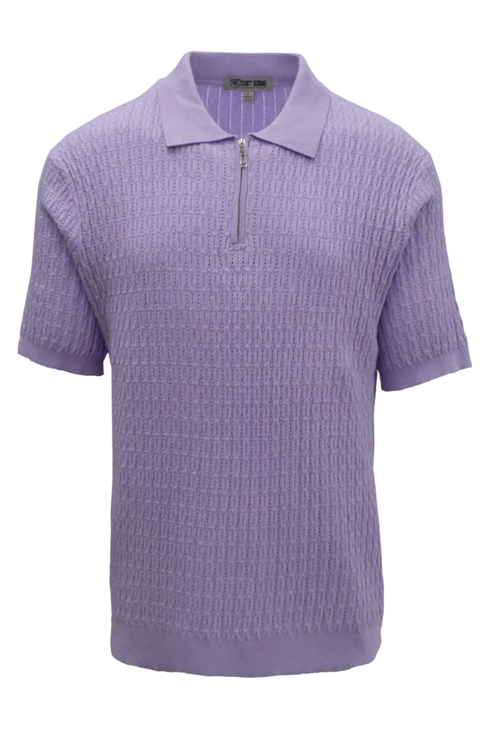 Purple textured short-sleeve shirt on a white background