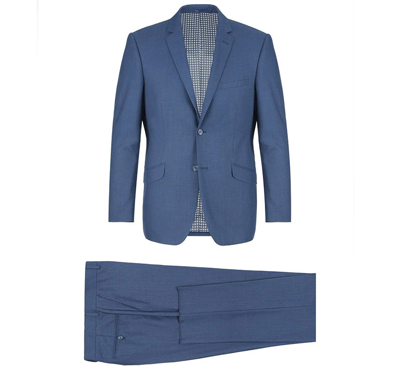 Renoir classic blue dress suit, slim fit. Sophisticated style for mature professionals. Affordable regular fit deal.