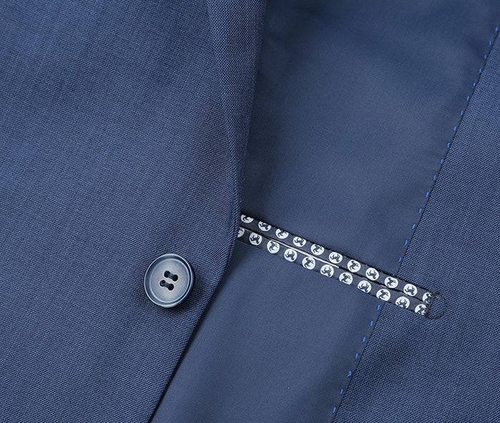 Renoir classic blue slim fit 2-piece notch lapel suit. Sophisticated formal wear for mature professionals. Affordable deal.