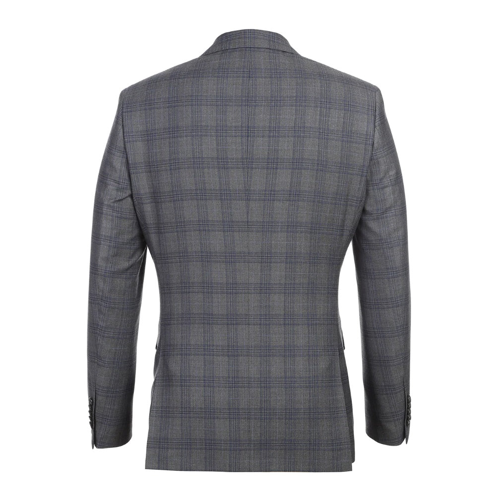 English Laundry Collection - 2 Piece Slim Fit Gray Plaid Notch Lapel Suit