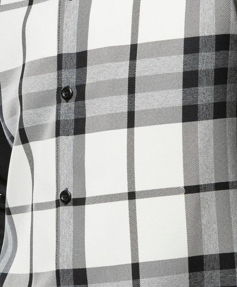 Black Plaid 2 Piece Long Sleeve Walking Suit Set dress shirt, featuring a checkered pattern.