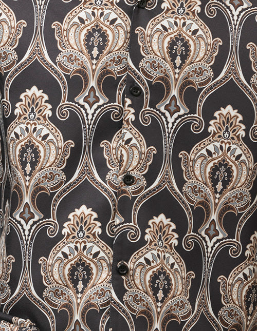 Detailed close-up displaying the solid black fabric weave for the Front Print Design 2 Piece Long Sleeve Walking Suit Set.