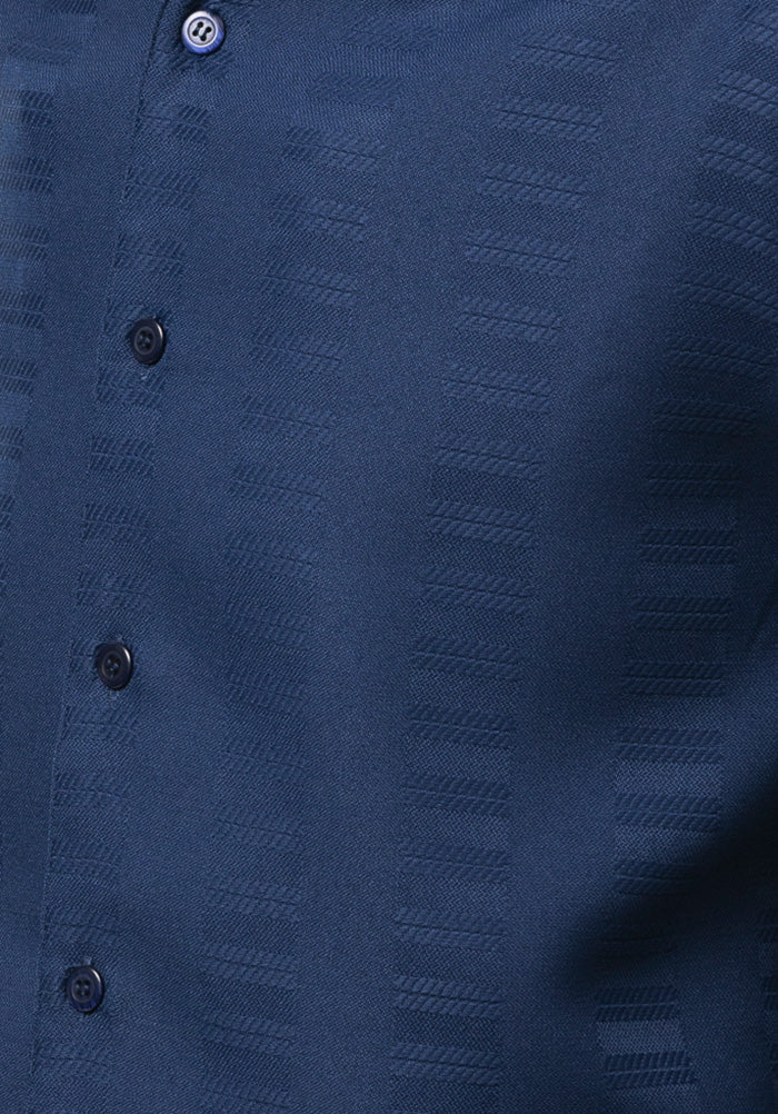 Close-up of the solid sleeve on the Navy Tone-on-Tone Walking Suit, showing cuff buttons.