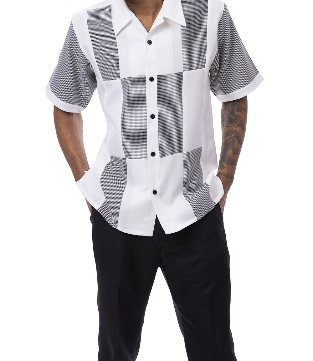 Conjunto de manga corta de 2 piezas con traje para caminar en bloques de color negro