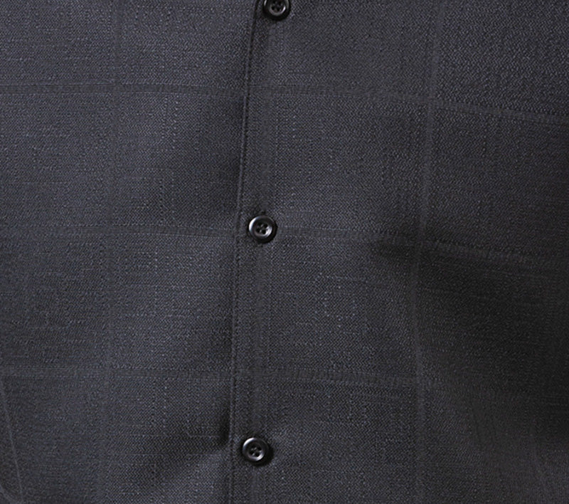 Conjunto de manga corta de 2 piezas con traje de ventana negro tono sobre tono