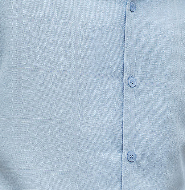 Montique Carolina Tone-on-tone Windowpane Walking Suit 2 Piece Short Sleeve Set shirt, collar, buttons, pocket.