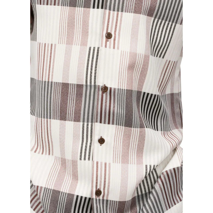 Close-up of the checkered sleeve on the Coffee Plaid Long Sleeve Walking Suit jacket, showing the cuff buttons.