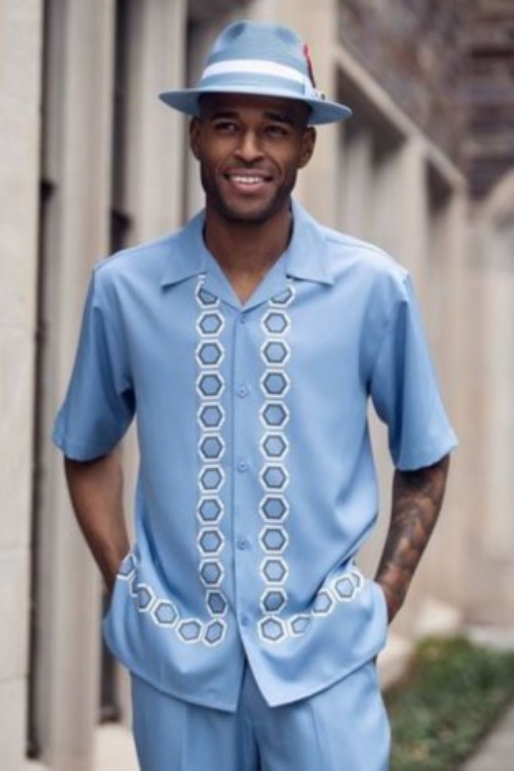 Men's 2 Piece Geometric Pattern Carolina Walking Suit
