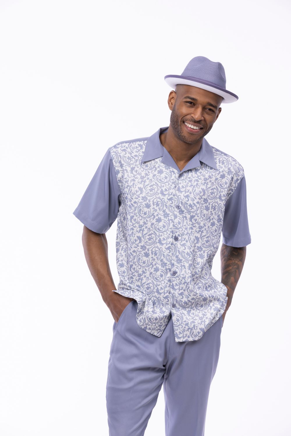 Men's 2 Piece Gunmetal Floral Walking Suit