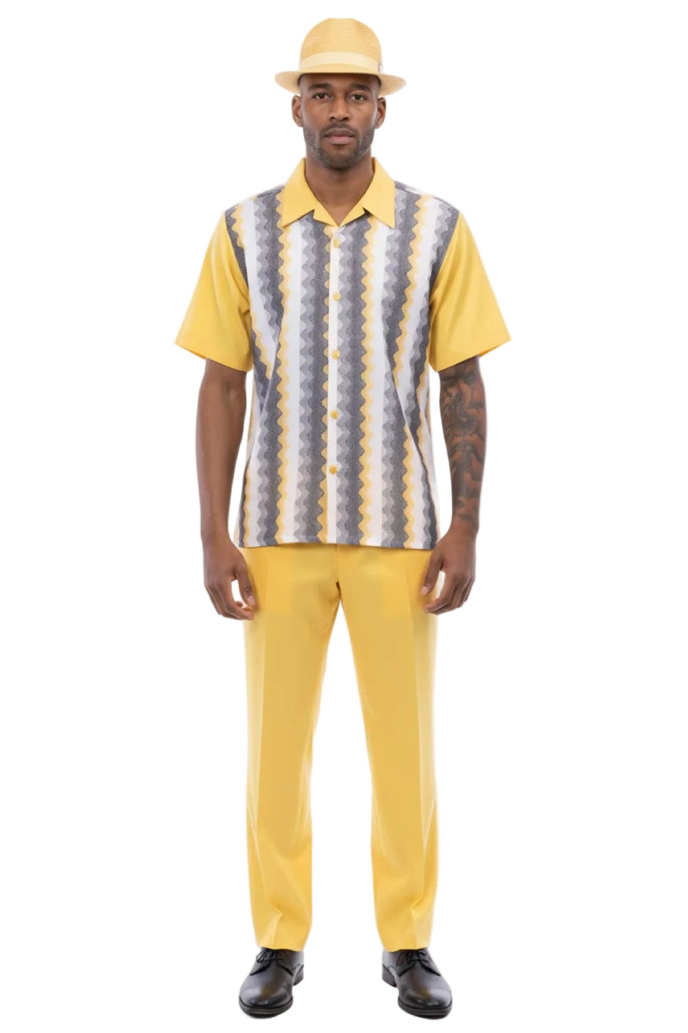 Men’s 2 Piece Canary Wave Pattern Walking Suit