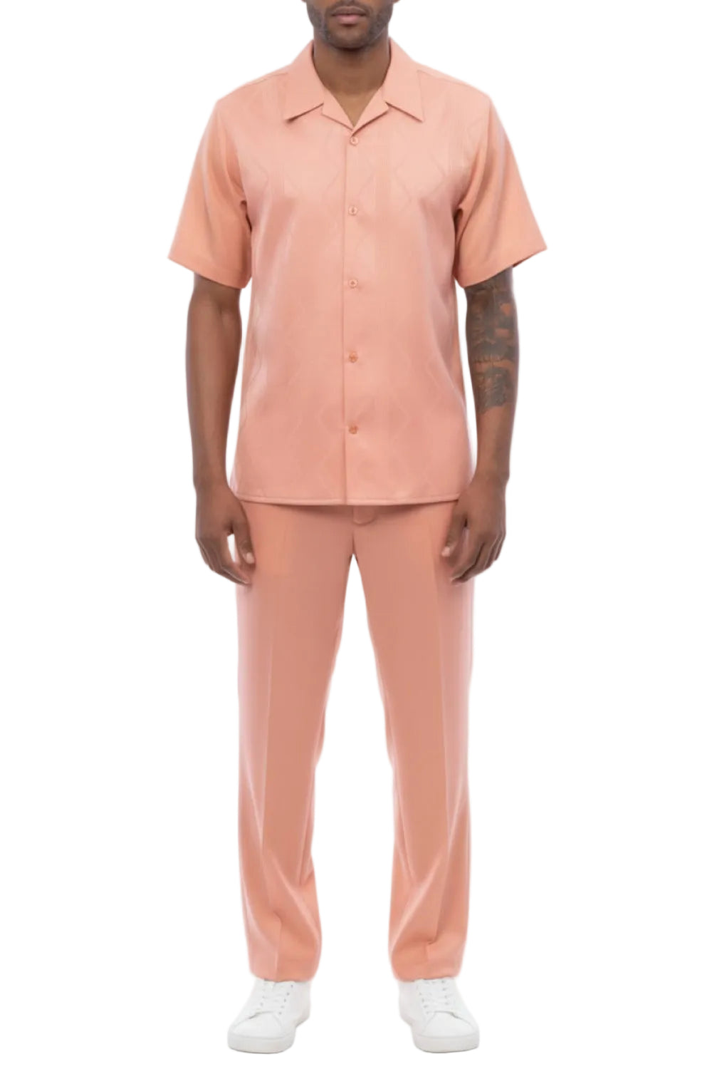 Men's 2 Piece Peach Wave Pattern Walking Suit
