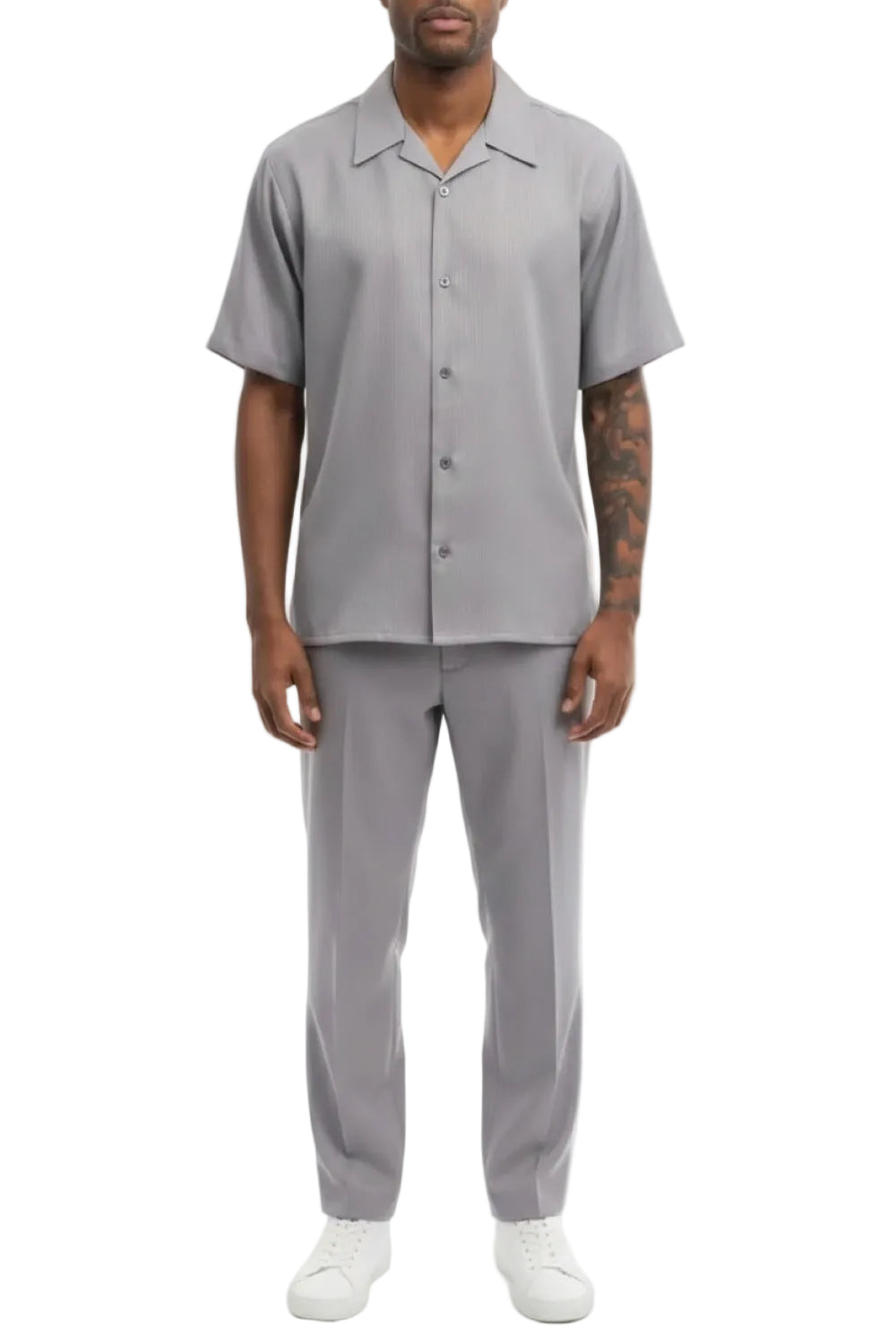 Men's 2 Piece Gray Textured Walking Suit