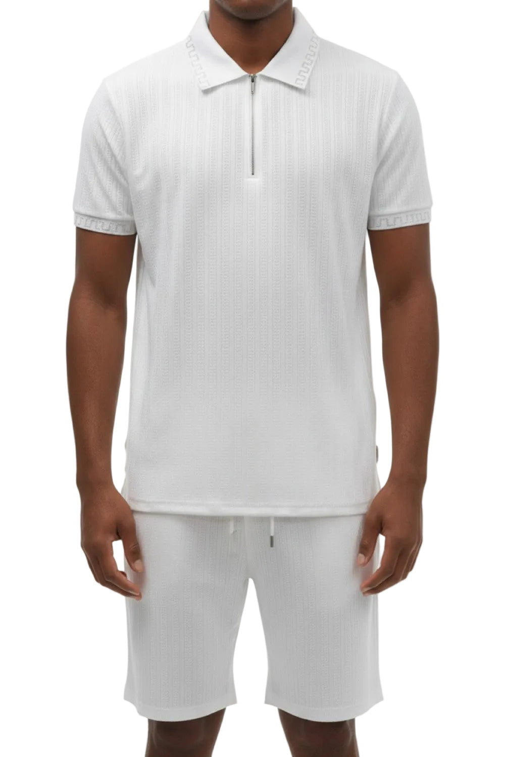 Stacy Adams - White Textured Polo Short Set