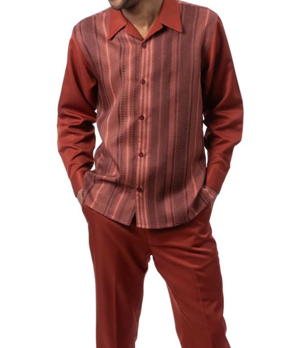 Men’s 2 Piece Long Sleeve Walking Suit In Cognac