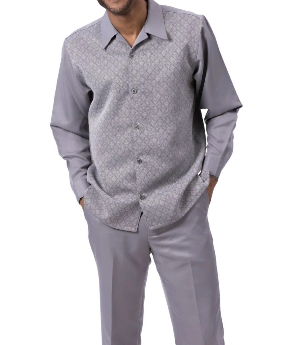 Men’s 2 Piece Gray Long Sleeve Walking Suit