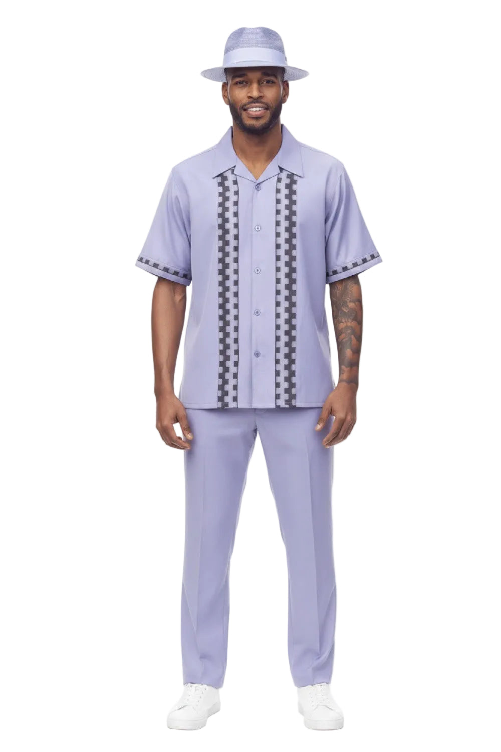 Lilac Tonal Panel Short Sleeve Walking Suit