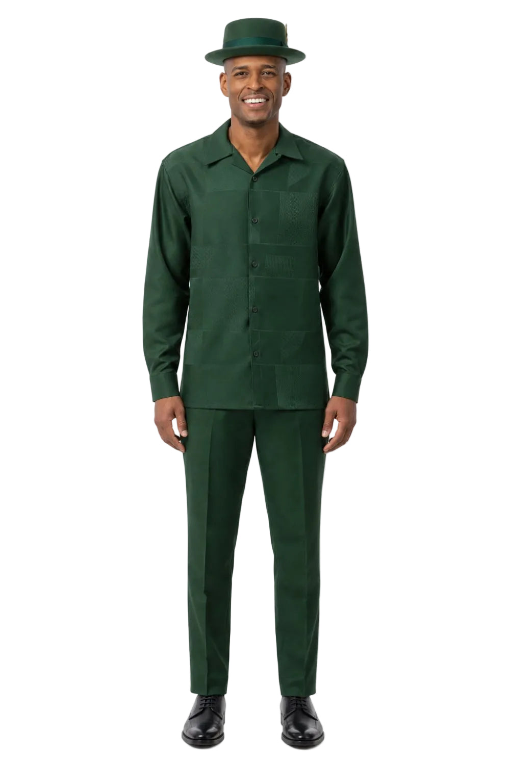 Men’s Tonal Patchwork Long Sleeve Walking Suit Set – Hunter