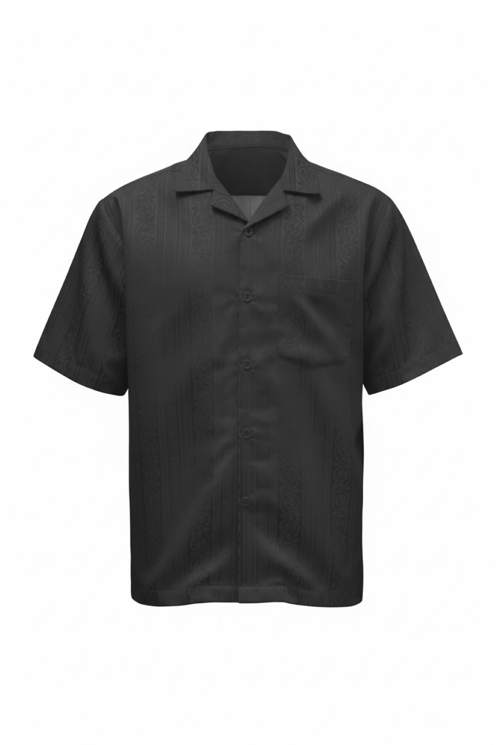 Black short-sleeve shirt on a white background