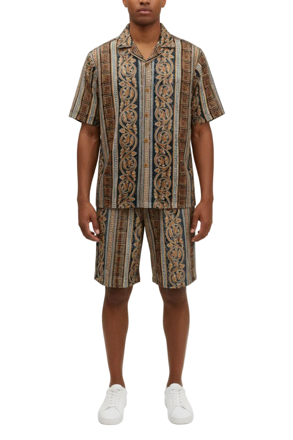 Stacy Adams - Gold Vertical Paisley Short Walking Suit Set