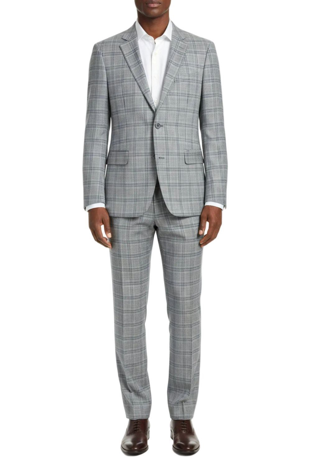 Gray checkered suit on a white background