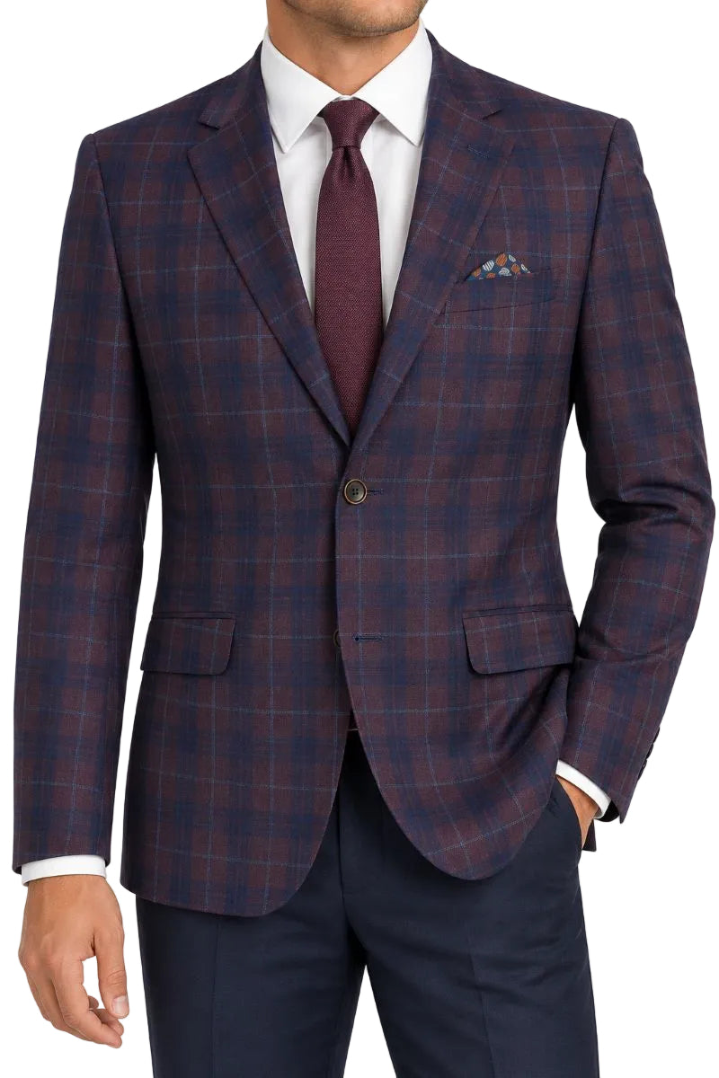 Slim Fit Blazer Glen Plaid in Blue