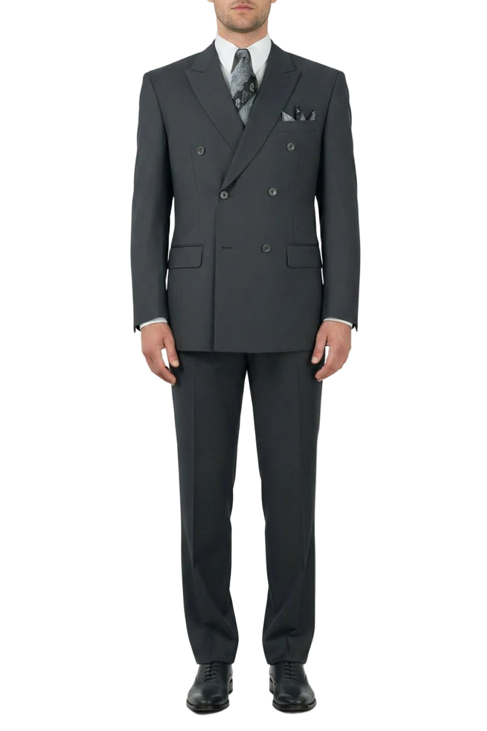 Charcoal Regular Fit Double Breasted 2 Piece Suit