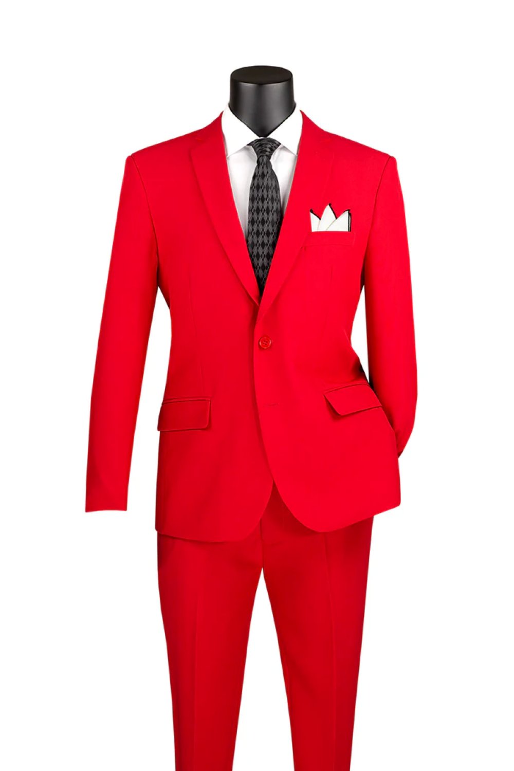 Red Regular Fit Men's 2 Piece Business Suit 2 Button