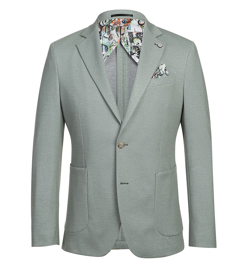 Renoir men's classic Light Sage Gray Half Canvas Slim Fit Blazer. Luxurious, sophisticated style. Affordable deal for disc...