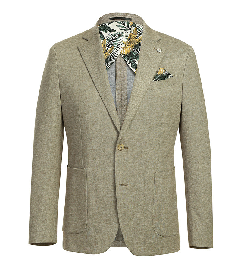Blazer slim fit de media lona en color caqui